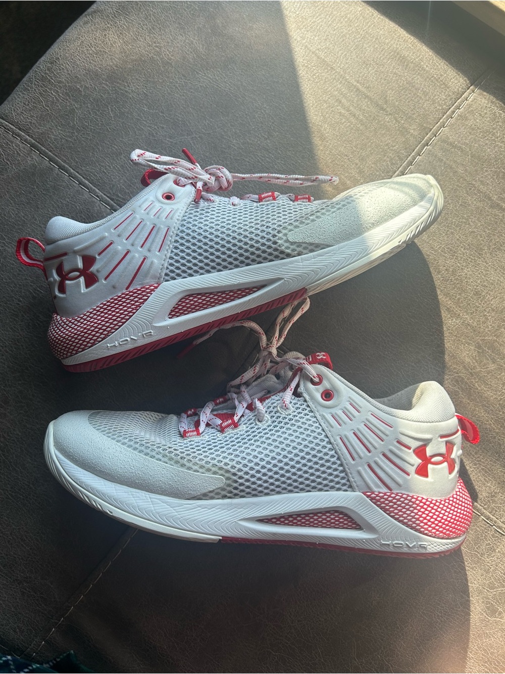 Under Armour women’s White and Red Mesh Athletic Sneakers